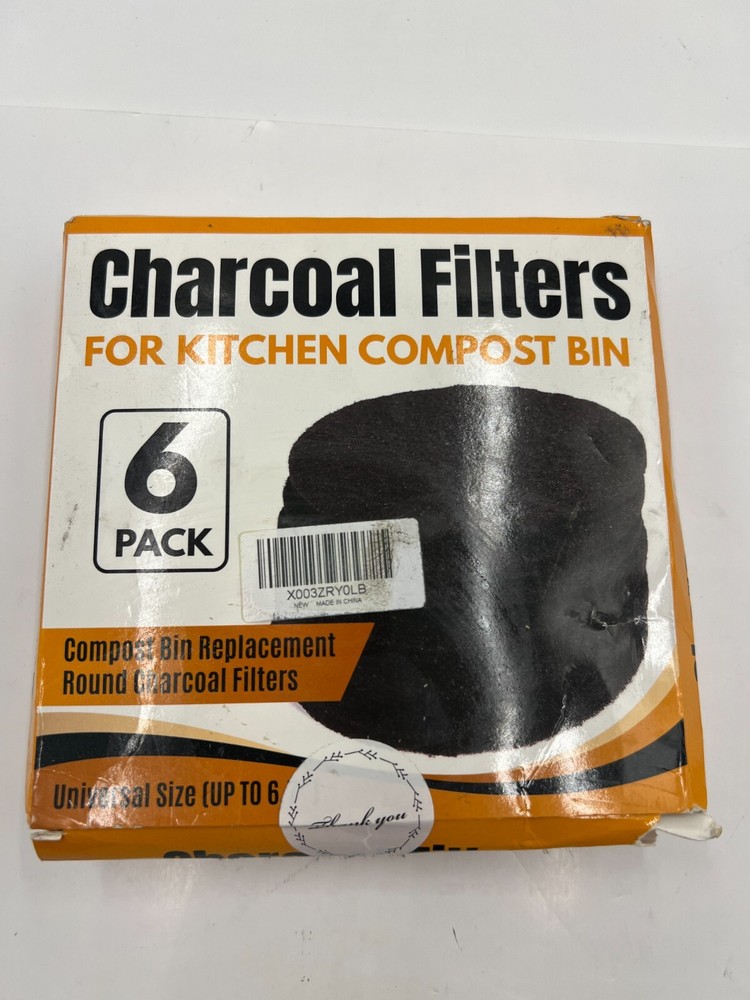 Pack of 6 Charcoal Filter Black for Kitchen Compost Bin Compost Countertop