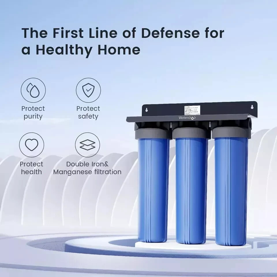 Waterdrop 3-Stage Whole House Water Filter System,Reduce Iron&Manganese