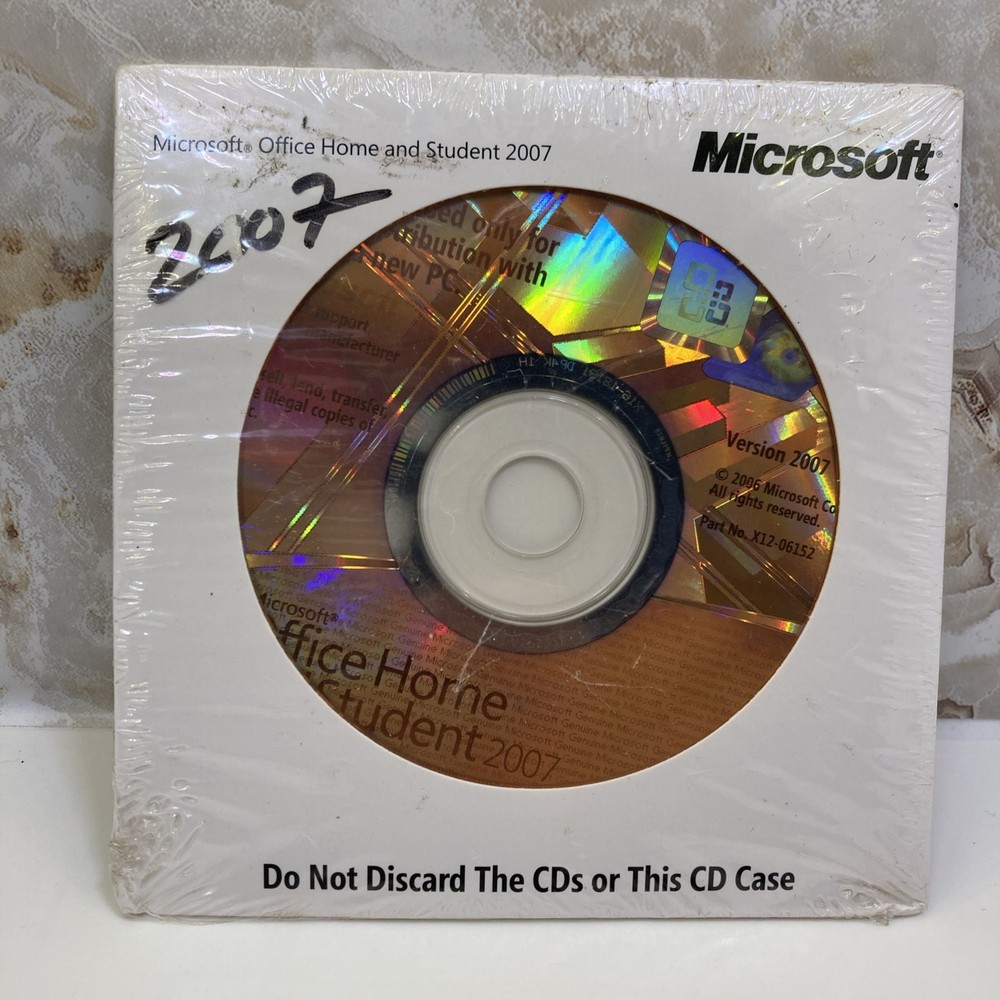 Microsoft Office Home & Student 2007 CD w/ Key. New Sealed