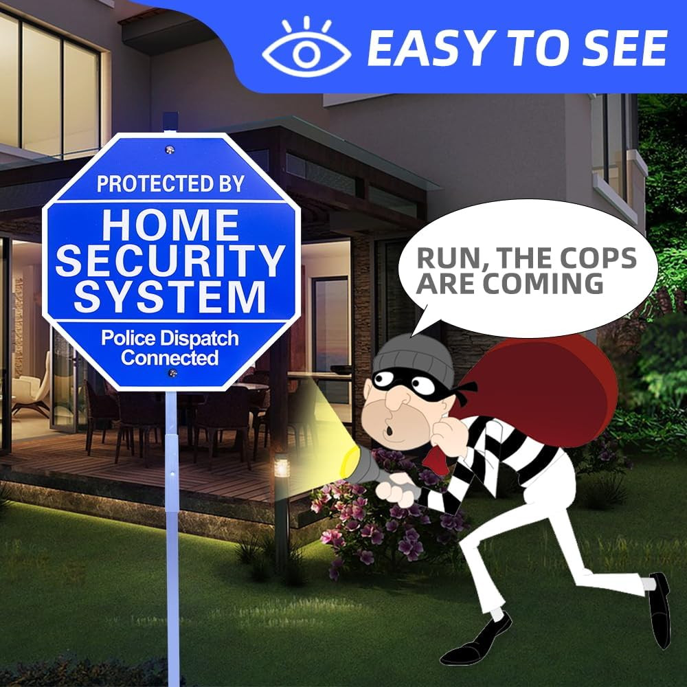 Home Security Yard Sign Stake 10x28 Protected By Security System Police Dispatch