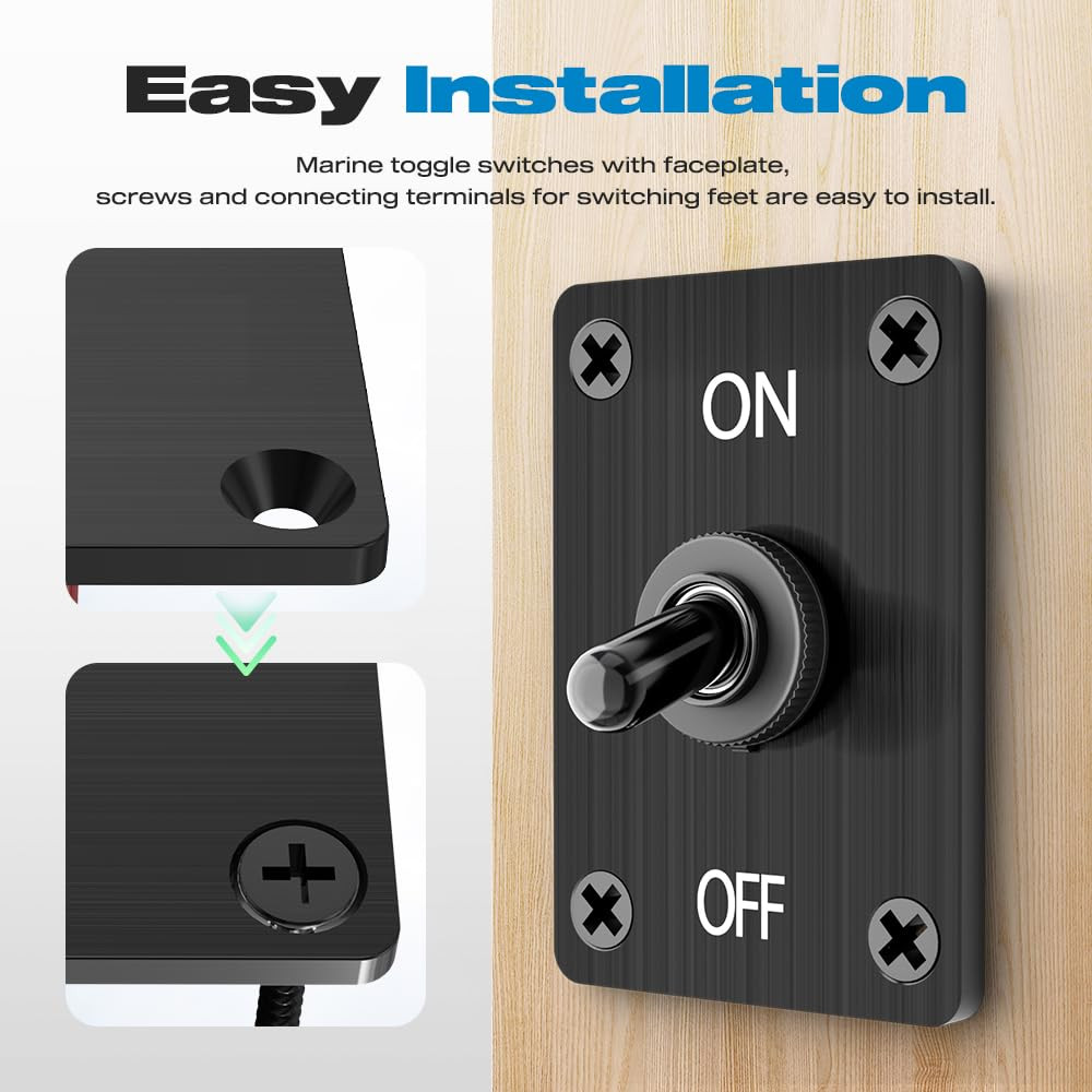 Toggle Switch, 12V 30A Heavy Duty On/Off 2Pin SPST Waterproof Toggle Switch wit