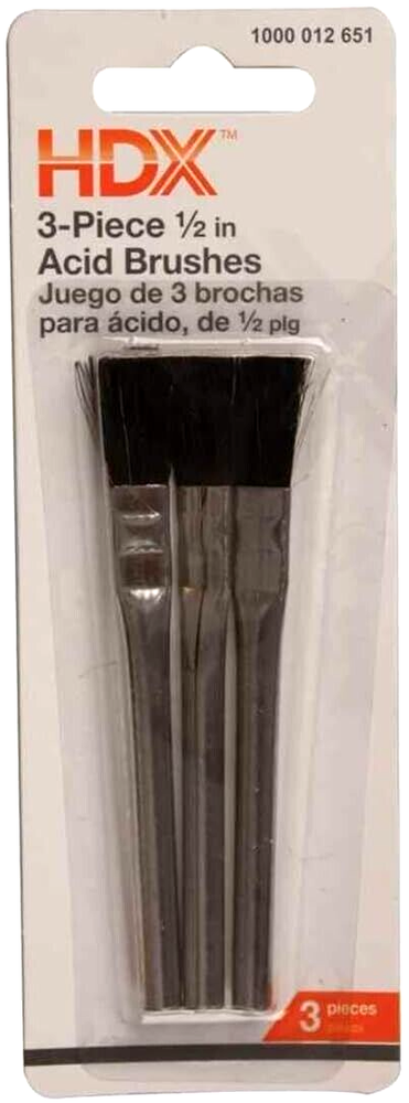 HDX Acid Brushes For Paste Fluxes - 3 Piece