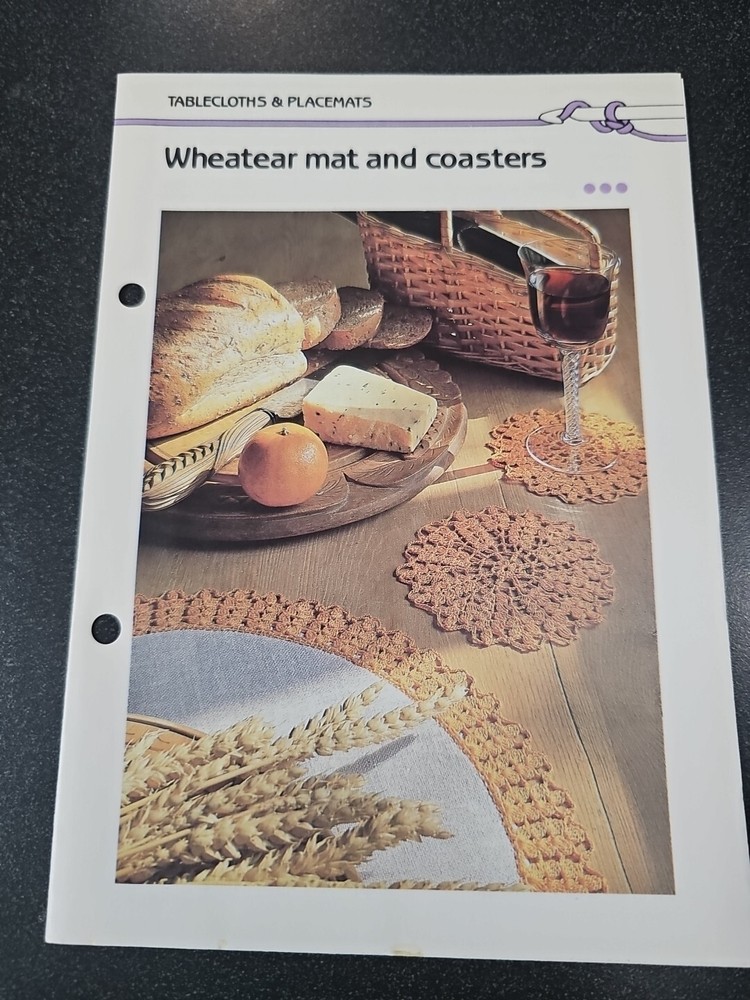 Marshall Cavendish Wheatear Mat & Coasters Vintage Crochet Pattern