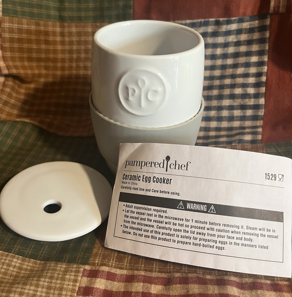 Pampered Chef Ceramic Egg Cooker New Without Box