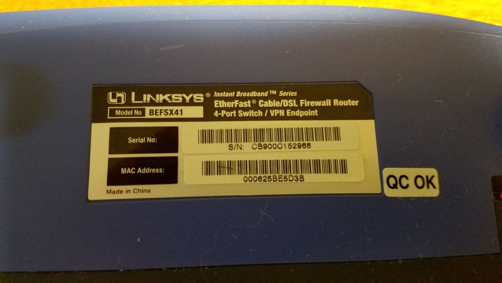Linksys BEFSX41 EtherFast Cable/DSL Firewall Router