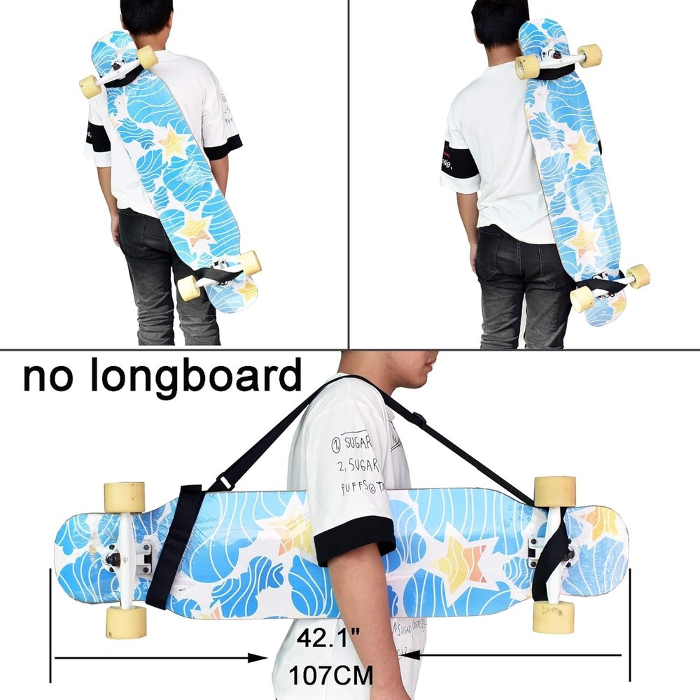 Universal Skateboard Carrier - Adjustable Shoulder Strap & Wall Hook Feature