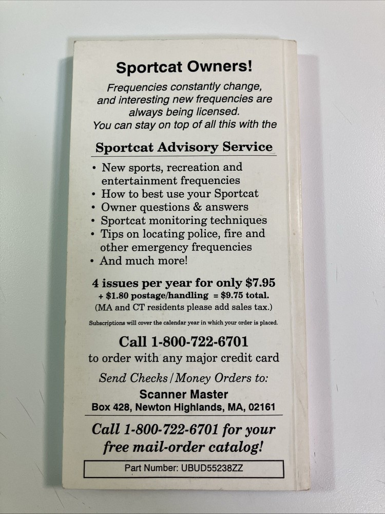 1994 Uniden Bearcat SportCat Frequency Guide