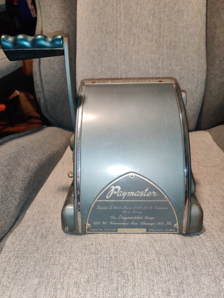 Paymaster Check Machine Series S-600 Vintage