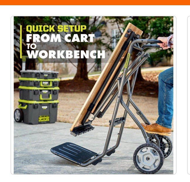 Ryobi SPEED BENCH Mobile Workstation, 300 lb Capacity, 10" Wheels, LINK Compati…