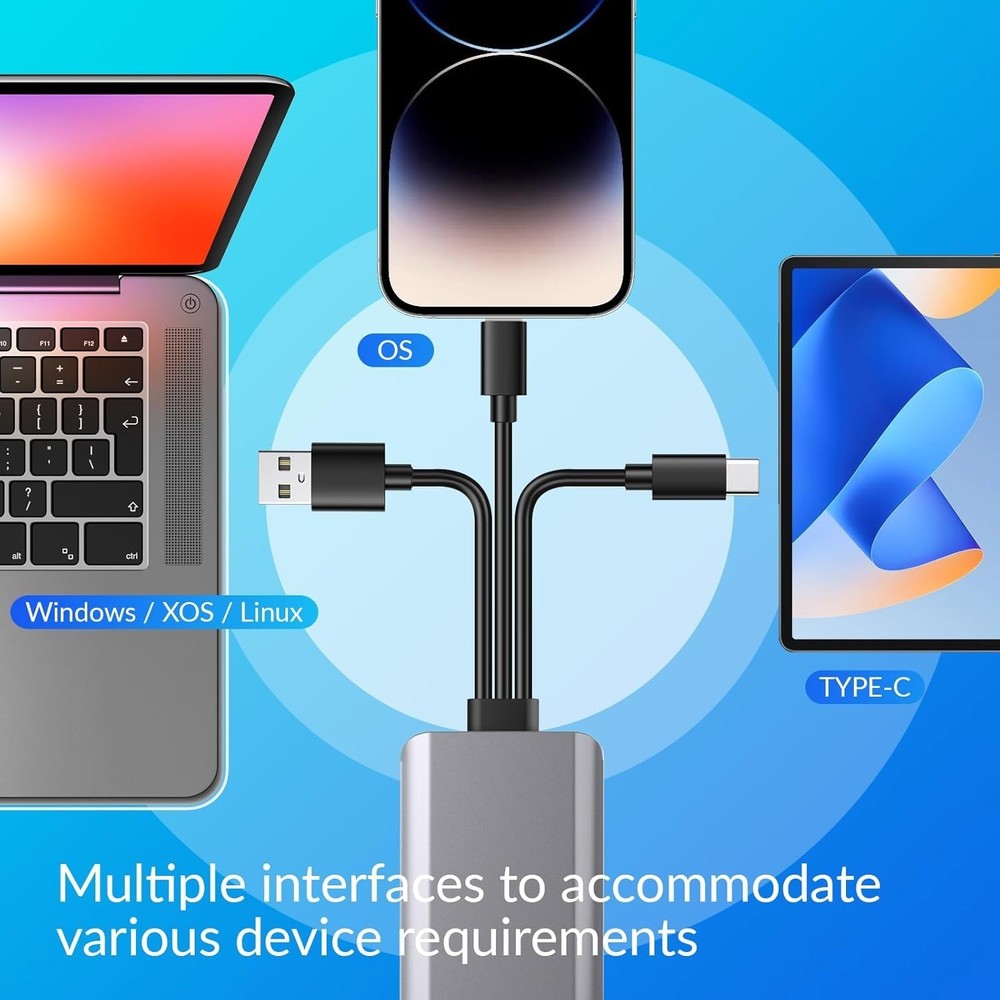 5-in-1 Multi Memory Card Reader,Aluminum SD/TF/CF/MS/M2/Cfast/Memory Stick Pr...