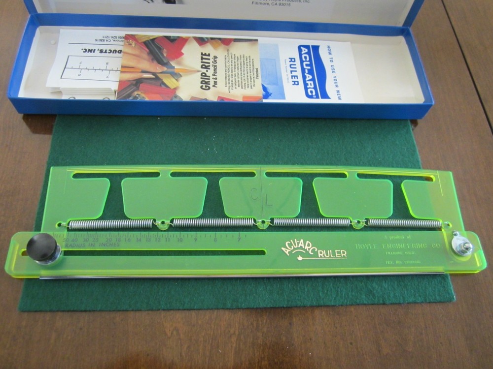 VTG ACU-ARC ADJUSTABLE RADIUS RULER DRAFTING TOOL ORIG BOX & INSTRUCTIONS HOYLE