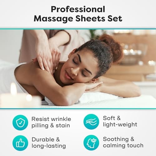 Massage Table Sheets Sets, 3 Pcs Professional Microfiber Massage Bed Natural