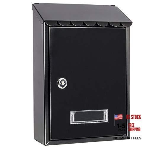 Mailboxes Wall Mount with Key Lock – Small Metal Mailboxes Horizontal, Black