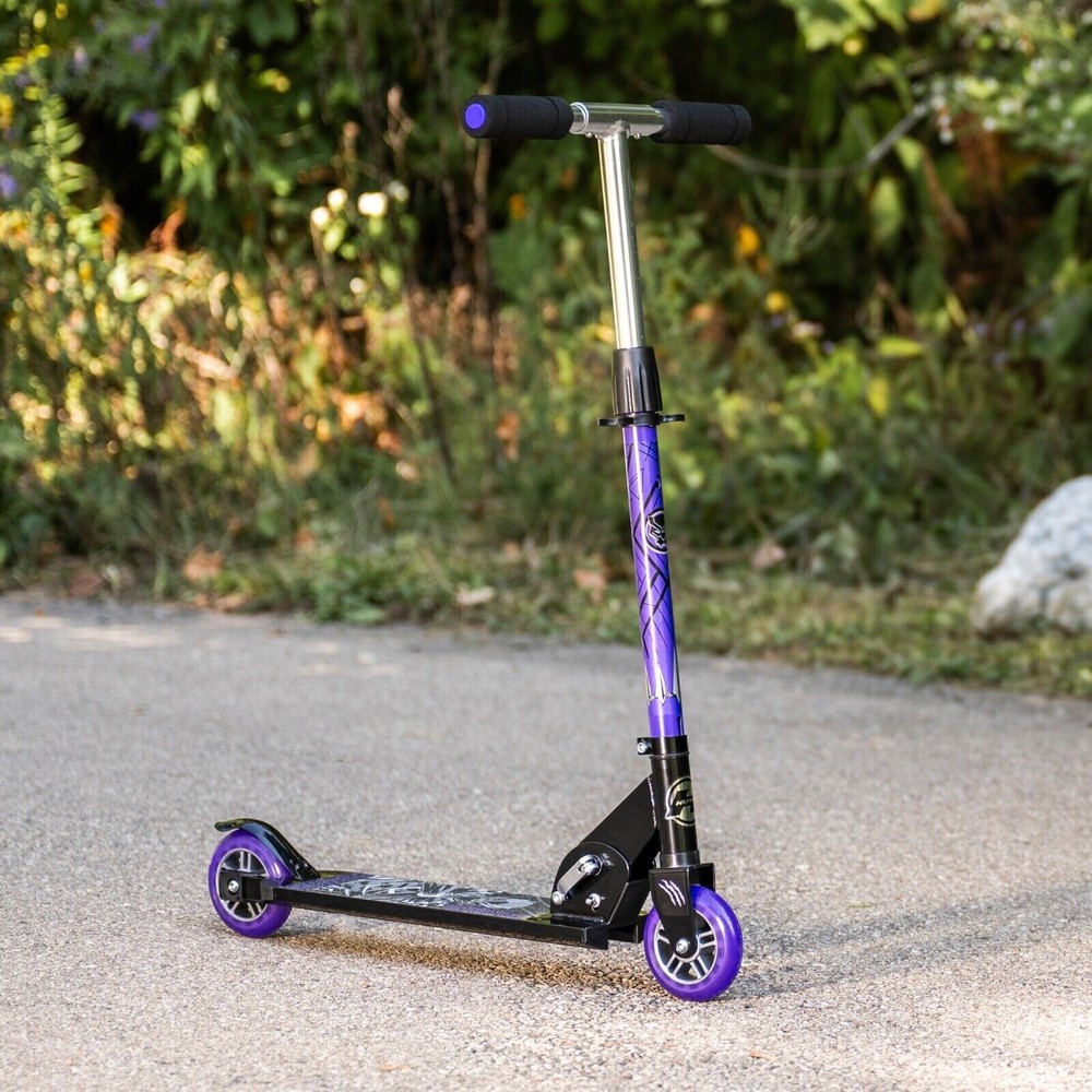 Huffy Marvel Black Panther Inline Scooter, Foldable, Non-Slip Deck, Purple/Black