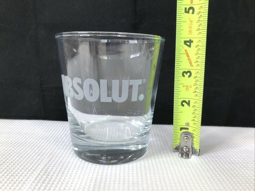 Absolut Vodka 12 Oz Rocks Glass Etched Logo Barware EUC