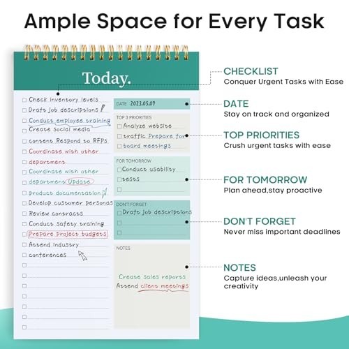 6 Pack To Do List Notepad - 52 Sheets Daily Planner for Work, Home & School, 9.8