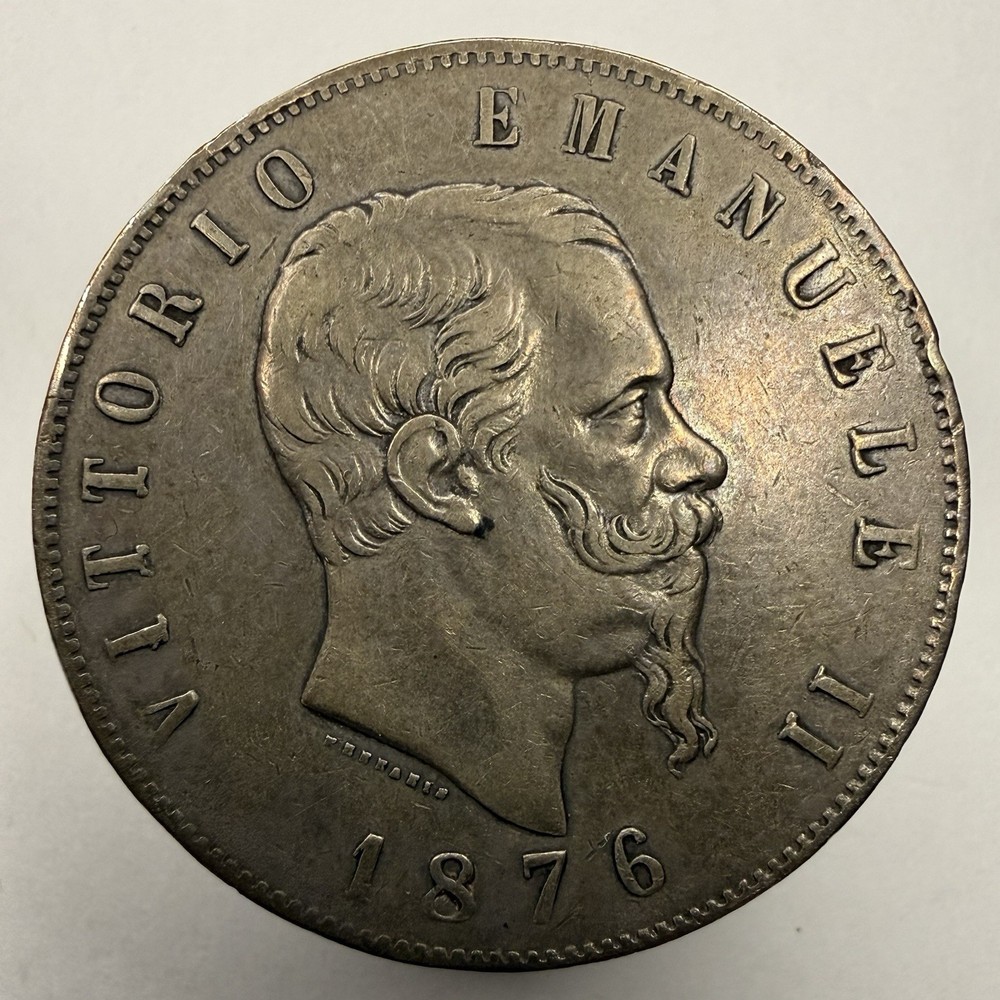 1876 Italy 5 Lire Silver