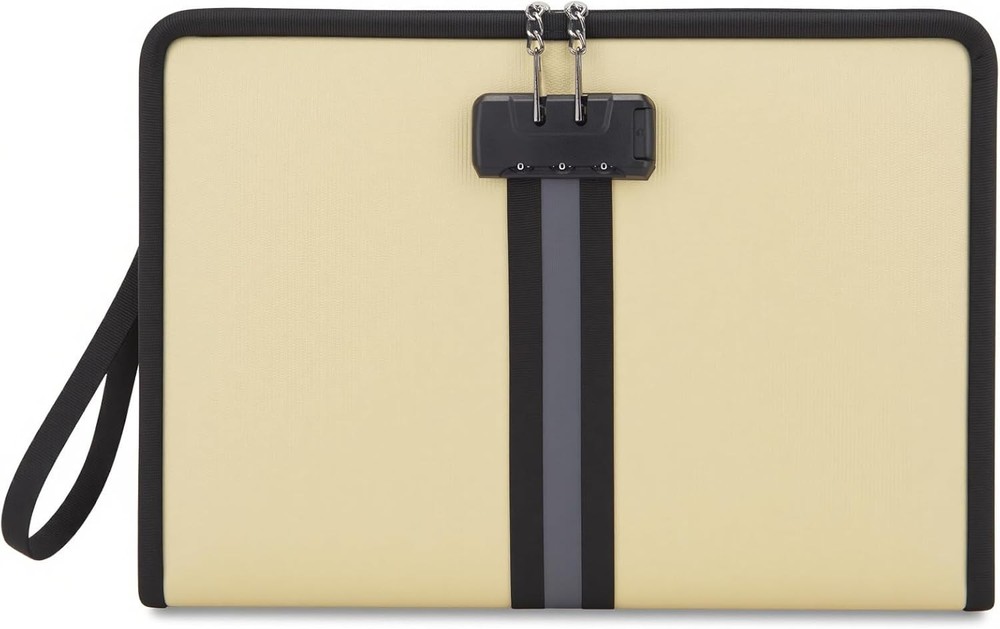 Fireproof Waterproof Document Bag with Lock,Holds 200 A4 Sheets,Wrist-Strap Port
