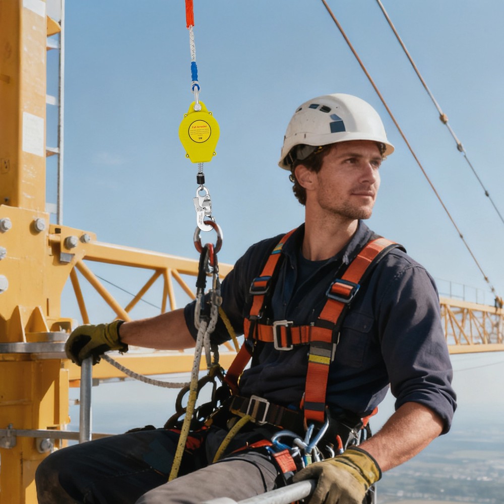 Self-Retractable Fall Arrester Yellow Fall Arrest Protector Fall Protection Gear