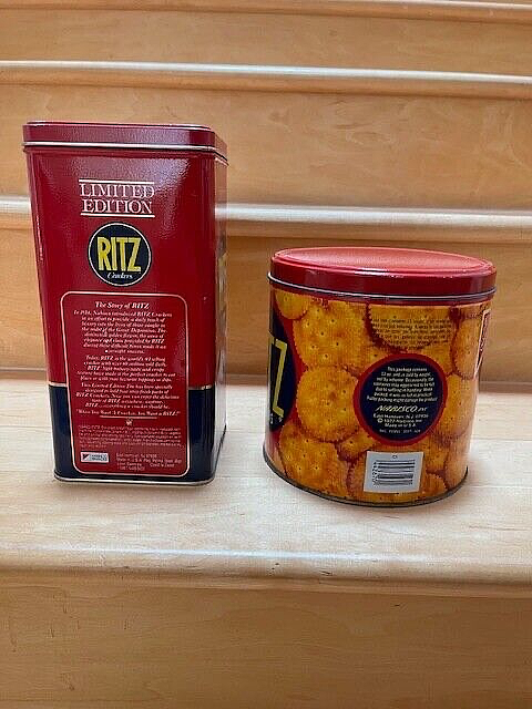 Nabisco Ritz Cracker Tin Container Set Of 2-1977 & 1987