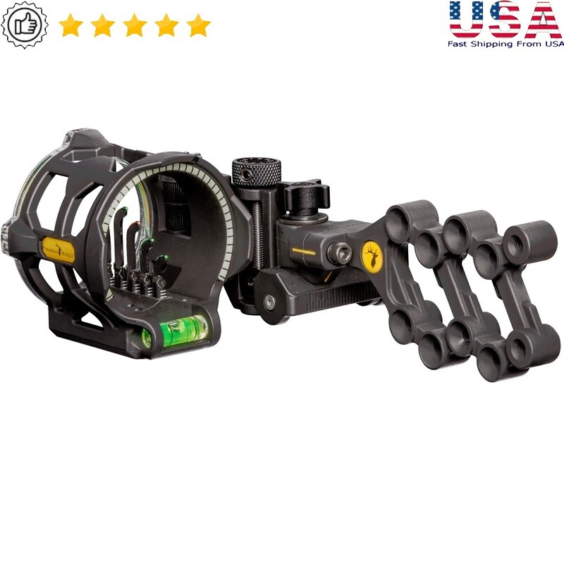 Peak Sight Vertical Inline Pin Technology Multi-Pin Bow Sight 5 Fiber Optic Pins