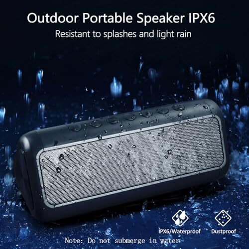 Solar Bluetooth Speaker Portable，5000mAh Wireless Speaker，IPX6 Waterproof