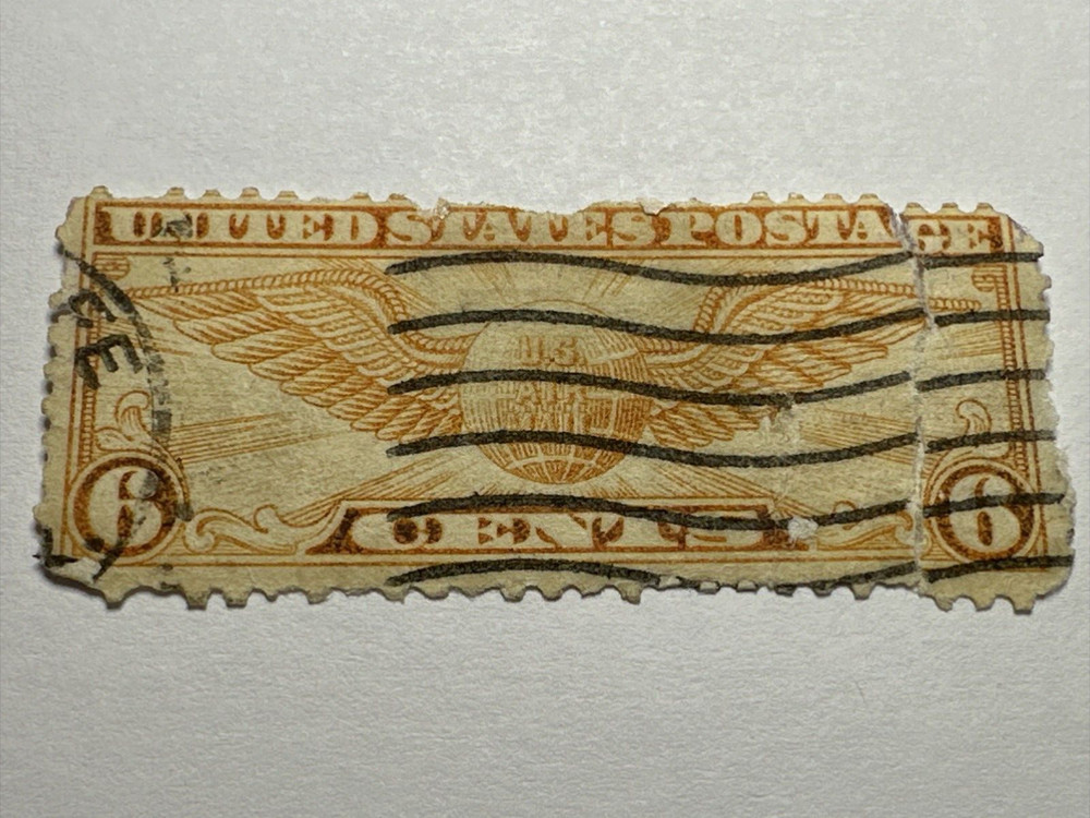 Scott# C19 US Air Mail Stamp 1934 6c Winged Globe Used  138ST