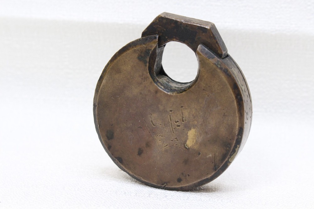 ORIGINAL SOLID BRASS PANCAKE LOCK PADLOCK NO KEY