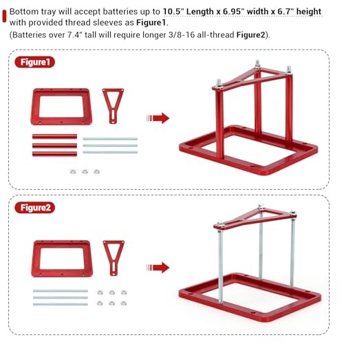 Battery Tray Hold Down Bracket Battery Relocation Kit Trunk for Optima red