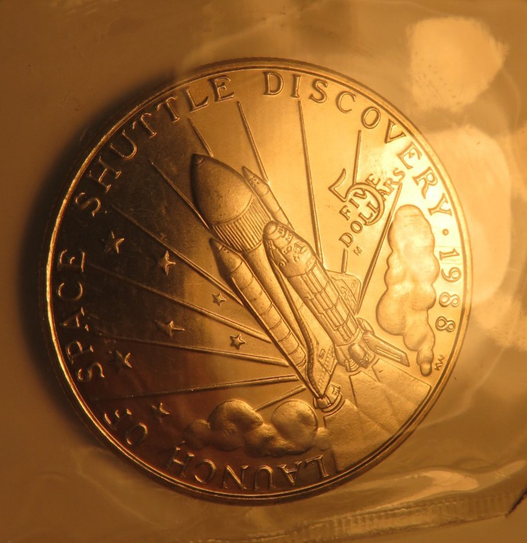 2 TWO 1988 Marshall Islands Space Shuttle Discovery $5 Coins Uncirculated