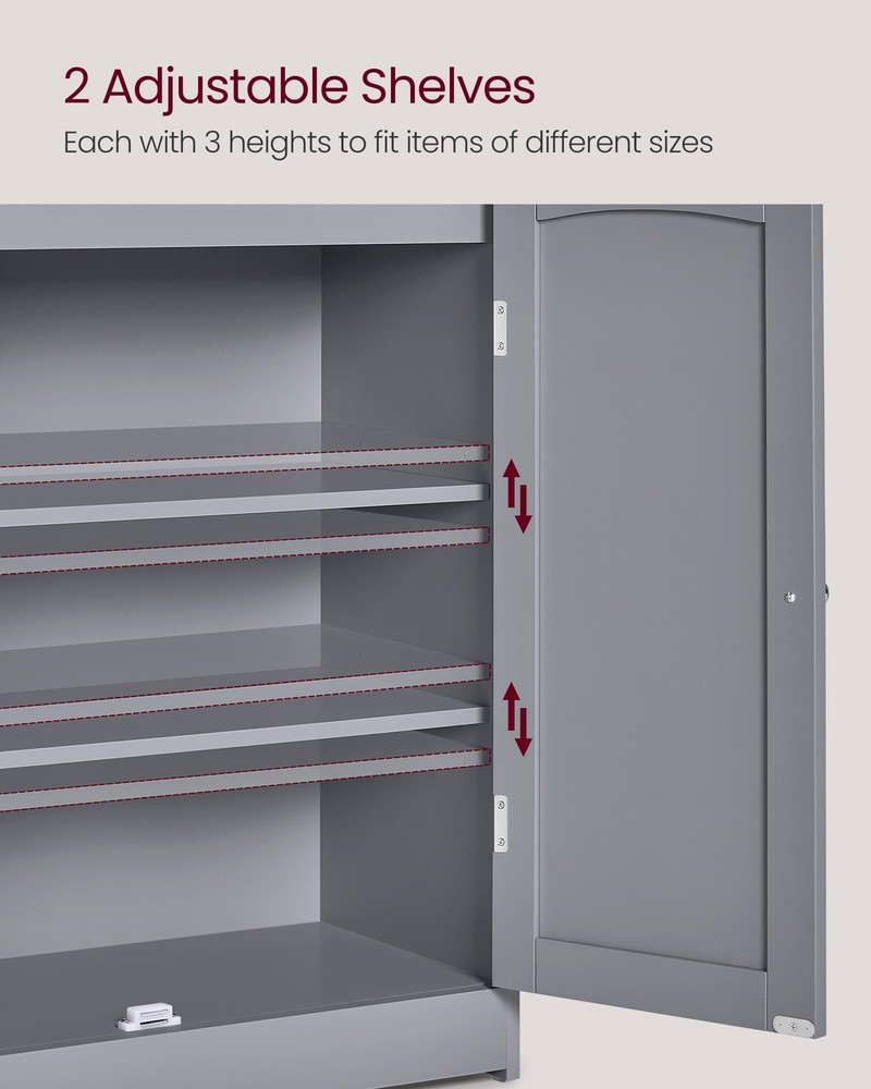 Bathroom Storage Cabinet, Bathroom Floor Cabinet with 2 Doors, 2 Adjustable S...