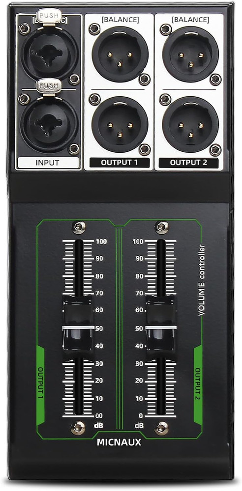 Passive Monitor Volume Controller, XLR 2 Input 2 Output Stereo Studio Controller