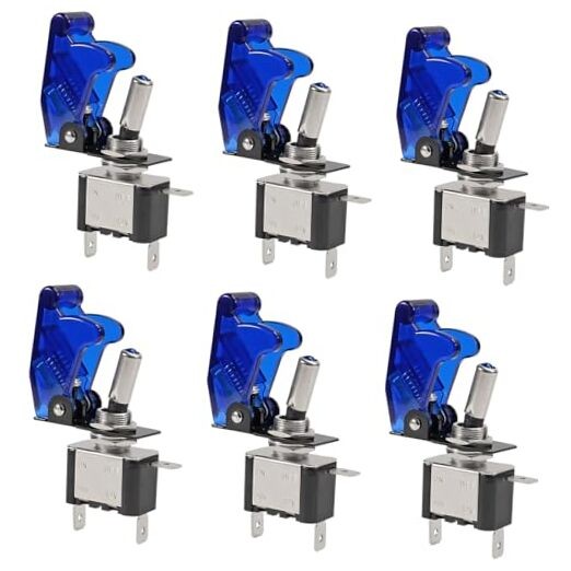 AITRIP 6 Pack 12V Blue LED Illuminated Toggle Switch with 3Pin Led Switch Blue