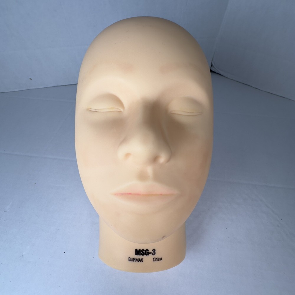 COSMETOLOGY MANNEQUIN Practice Face Make-up EyeLashes Massage Model BURMAX MSG-3
