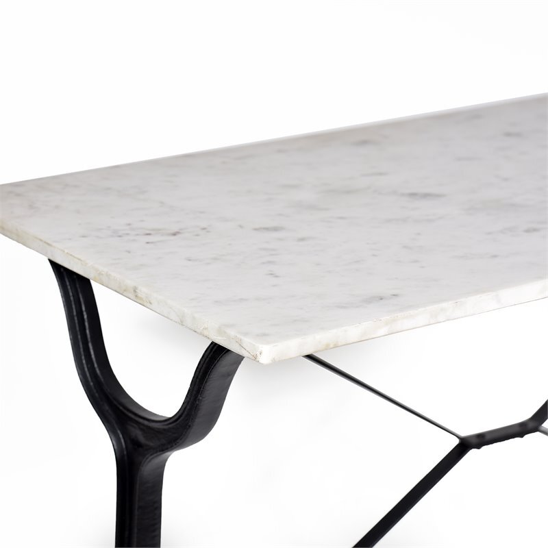 Bowery Hill Solid Marble Top Bar Table in White