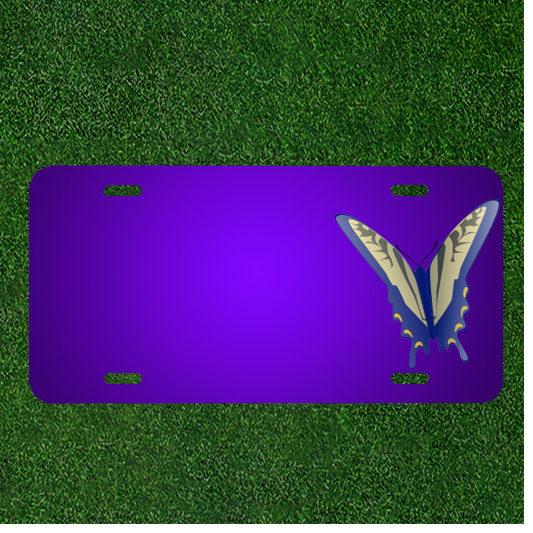 Custom Personalized License Plate With Add Names To Butterfly Gray Blue