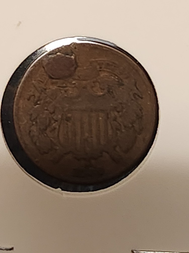1869 Post Civil War Usa 2 Cent Piece Possible Error
