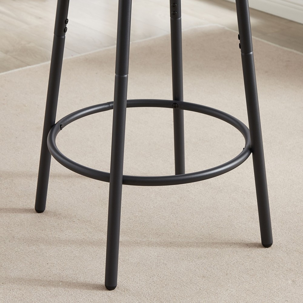 Round Bar Stool Set with Shelf Upholstered Stool with Backrest Rustic Brown