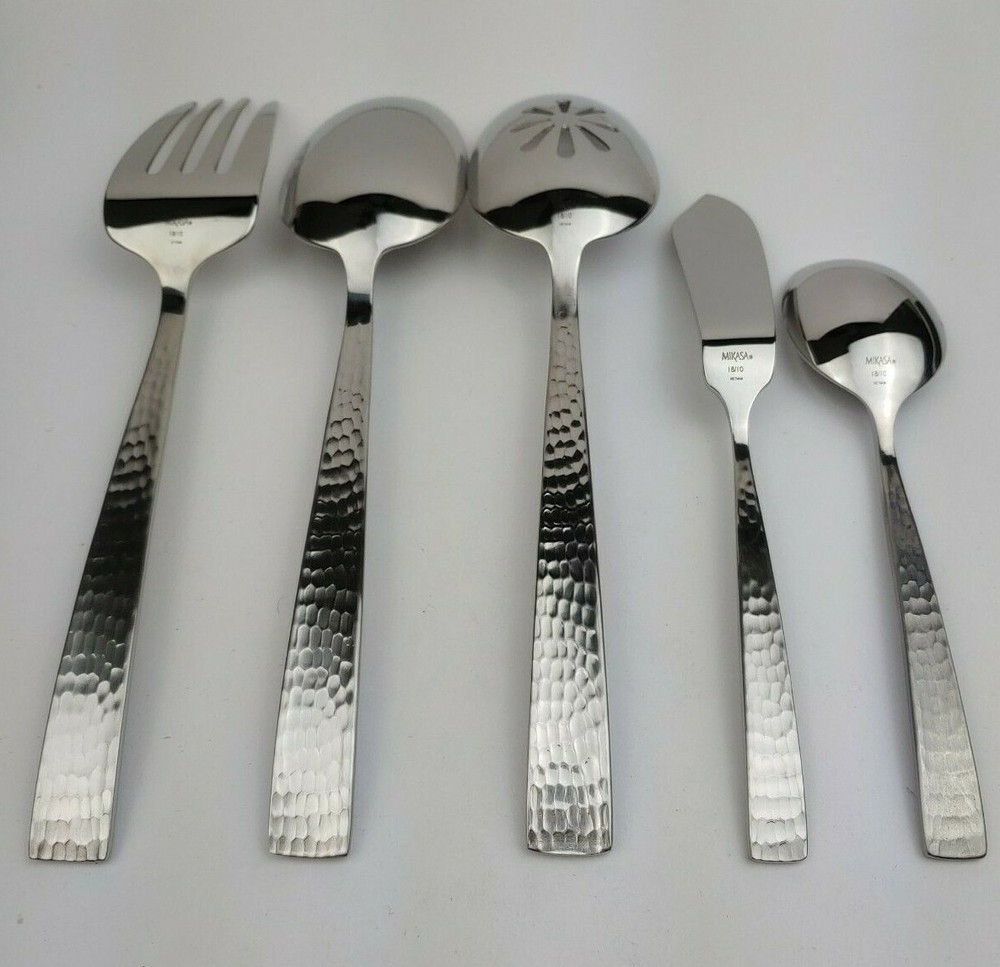 Mikasa OLIVER Flatware Replacement Singles - Satin Finish Hammered Stainless NEW