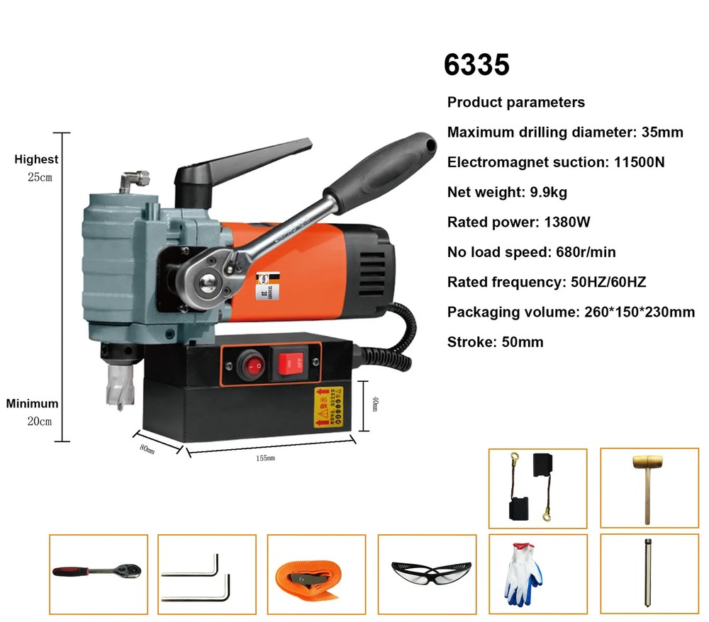 Magnetic Seat Drill Iron Suction Drilling Machine Horizontal Bench Drill