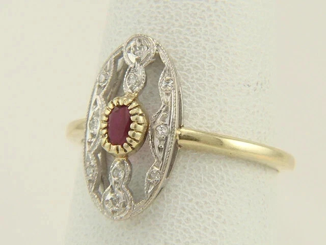 Art Deco Style Lab-Created Ruby Anniversary Wedding 14k White Gold Finish Ring