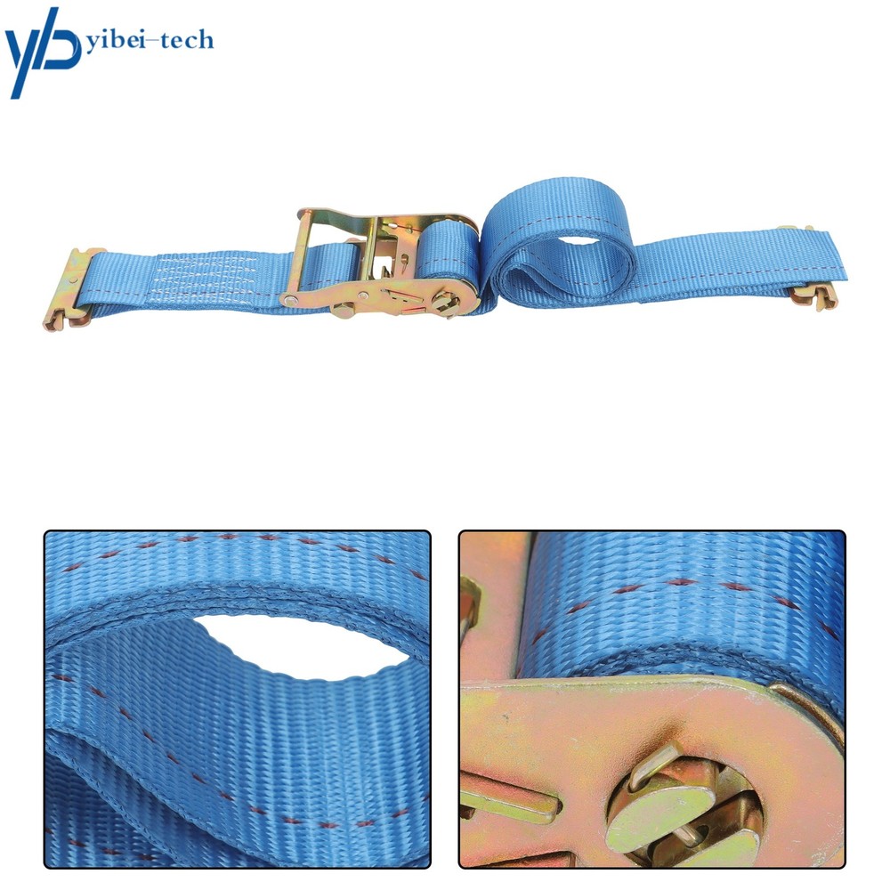 2 Pack Wheel Chock Tie Down E Track System Blue Ratchet Strap For Trailer ATV