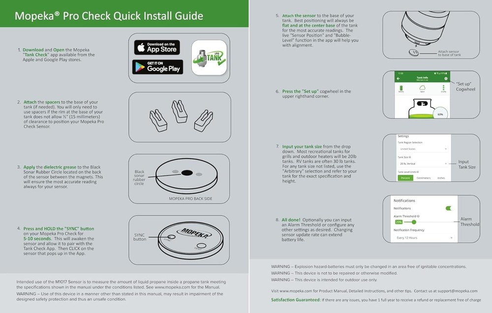 Pro Check Sensor - Wireless Propane Tank Magnetic Sensor Level Indicator - Pr...