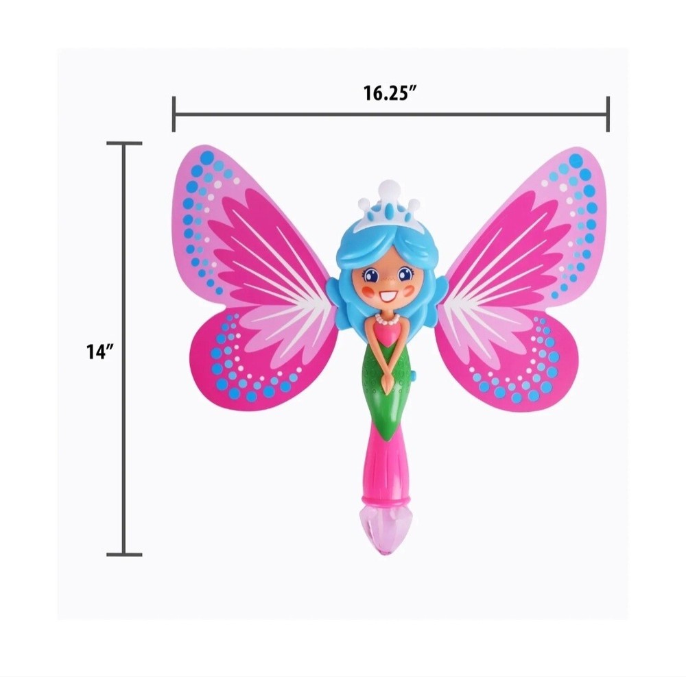 Play Day Butterfly Wand w/Lights & Sounds Includes Bubble Solution New! Cute!