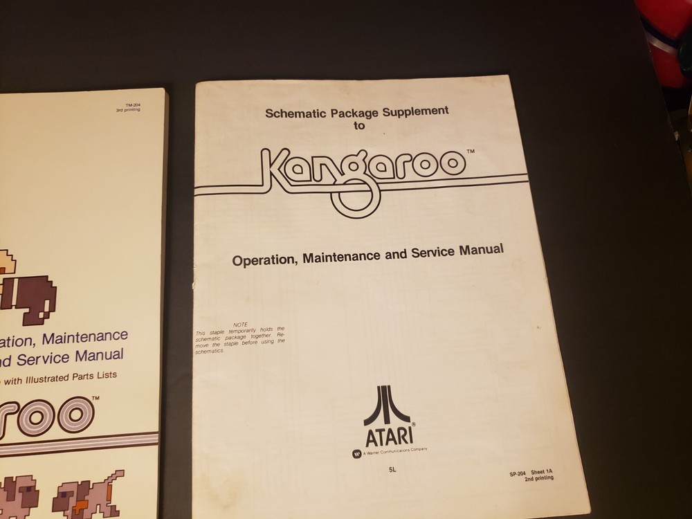 Original 1982 Atari Kangaroo Coin-op Video Arcade Game Ops Manual & Schematics