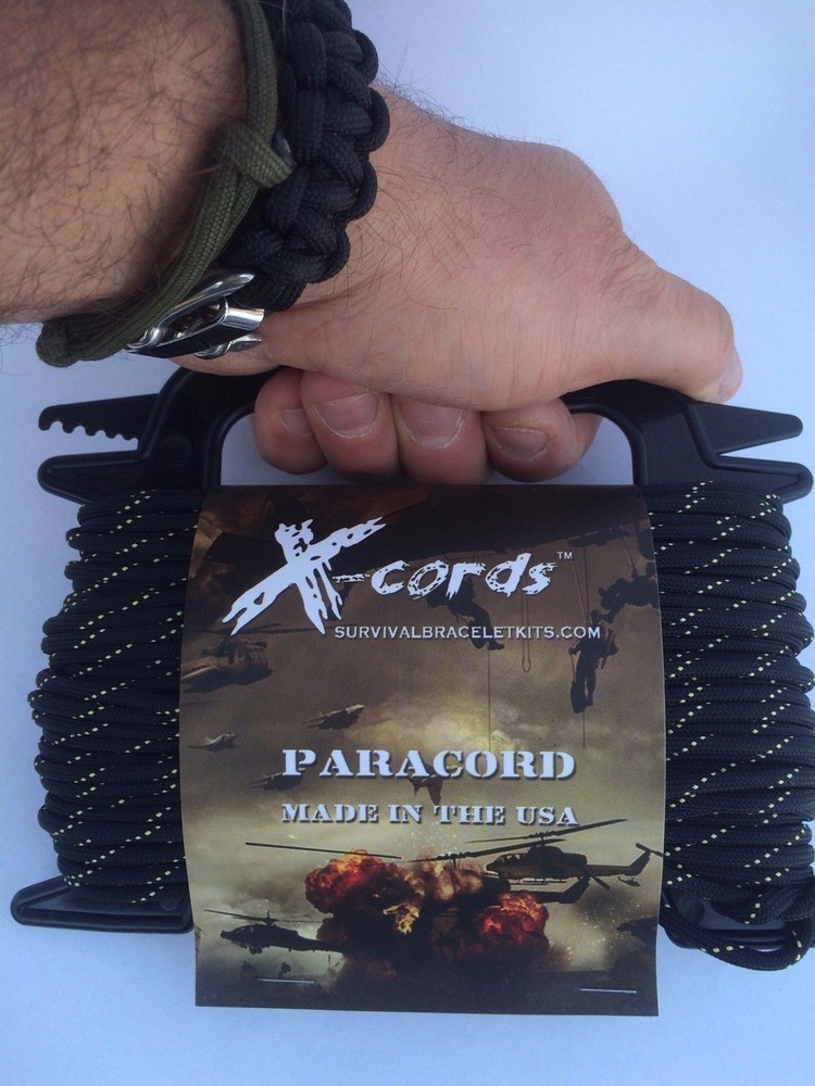 Paracord 850 X-Cords Black Diamond Kevla Tangle Free Quick Deploy Spool