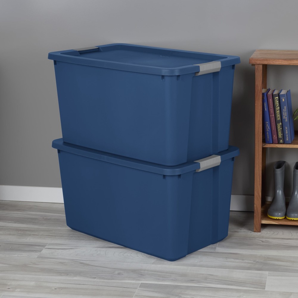 Extra Large Storage Bin, 34 Gallon Plastic Storage Container with Latch Lid,Blue