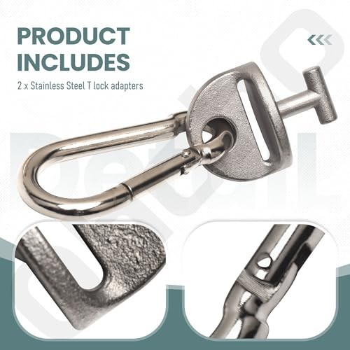 T Lock Adapter with Snap Hooks 2 Pack for Home Gym & Cable Machine Accessories