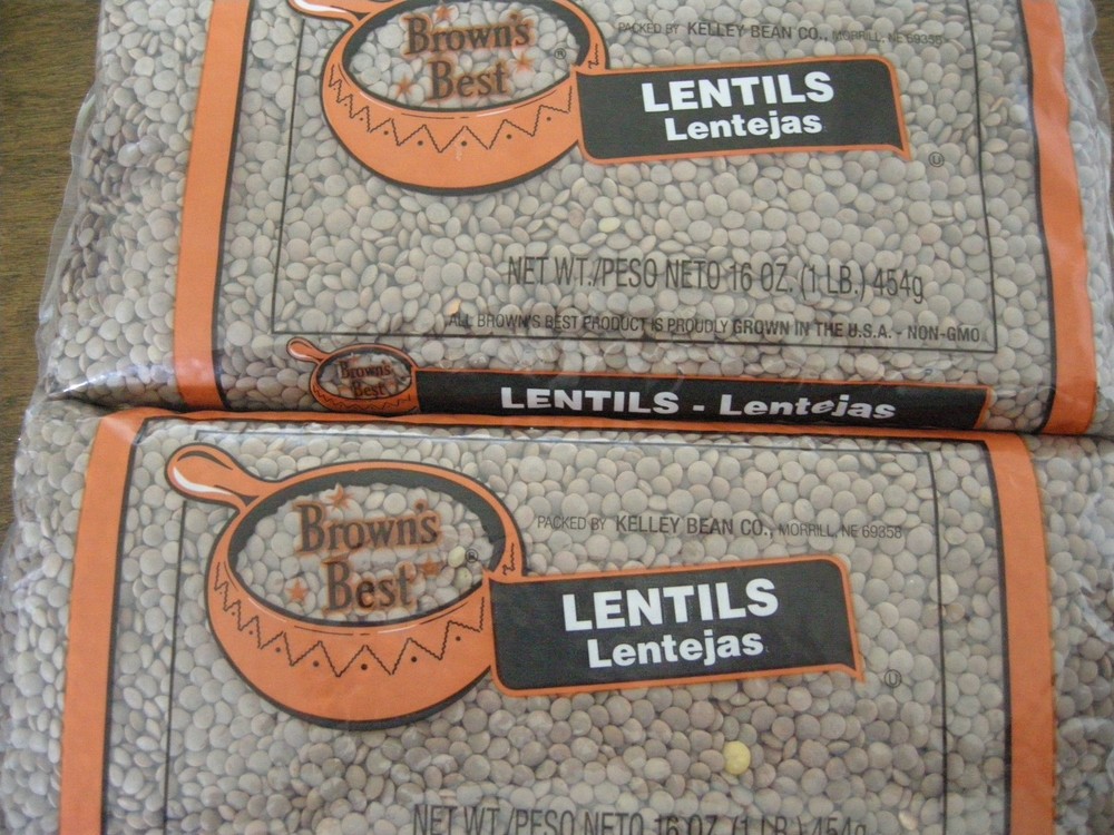 2 PACKS 2 LBS DRY LENTILS BEANS by BROWN'S BEST
