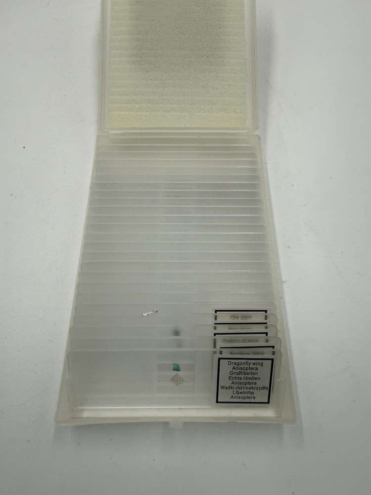 18 Prepared Microscope Slides Set in Case – Mixed Specimens – Partial Lot